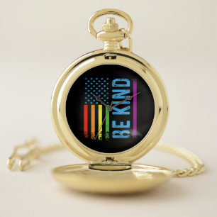 Be Kind Lgbt Lgbtq Gay Pride Rainbow Pocket Watch