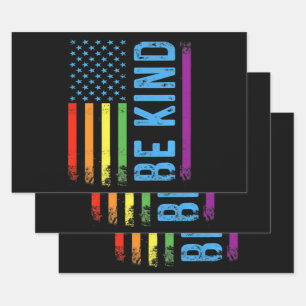 Be Kind Lgbt Lgbtq Gay Pride Rainbow Wrapping Paper Sheets