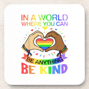 Be Kind LGBT Pride Rainbow Equality Awareness Tee Beverage Coaster