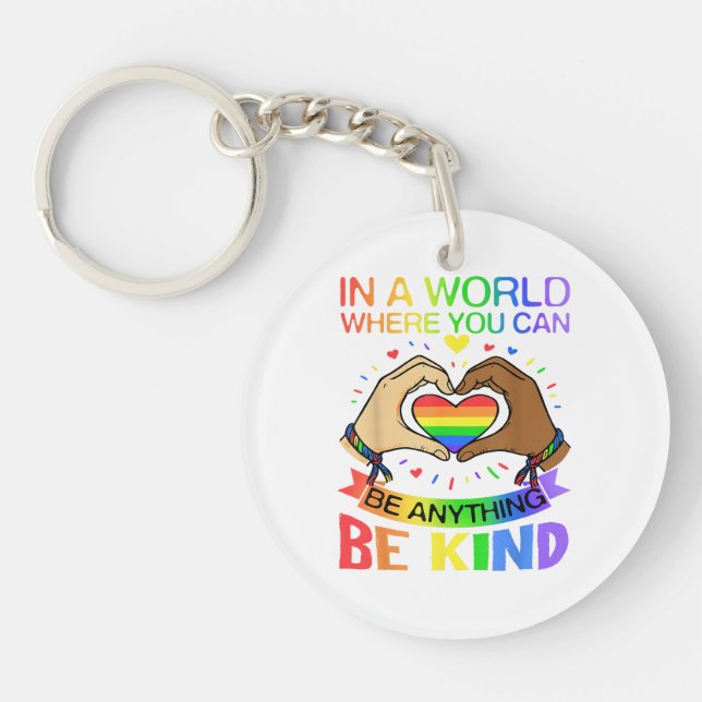 Be Kind LGBT Pride Rainbow Equality Awareness Tee Keychain (Front)