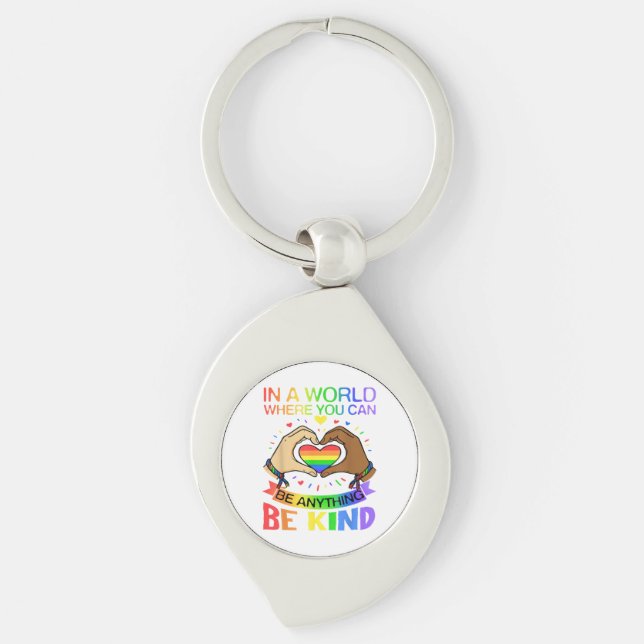 Be Kind LGBT Pride Rainbow Equality Awareness Tee Keychain (Front)