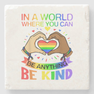 Be Kind LGBT Pride Rainbow Equality Awareness Tee Stone Coaster