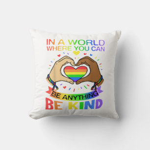 Be Kind LGBT Pride Rainbow Equality Awareness Tee Throw Pillow