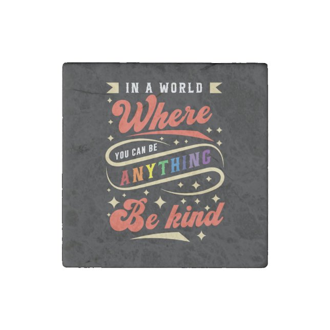 Be Kind | LGBTQ | Rainbow | Pride Month Stone Magnet (Front)
