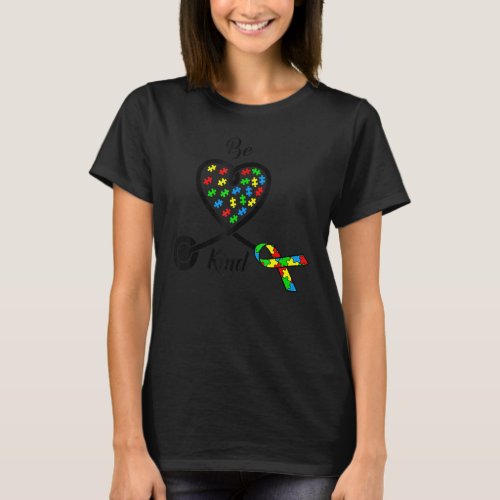 Be Kind  Love Nurse Ribbon Puzzle Autism Awareness T_Shirt
