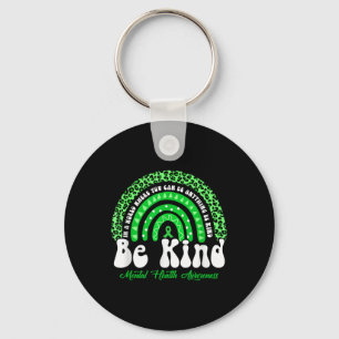 Be Kind Mental Health Awareness Leopard Rainbow Ki Keychain