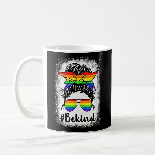 Be Kind Messy Bun Lgbtq Rainbow Flag Gay Pride Lgb Coffee Mug