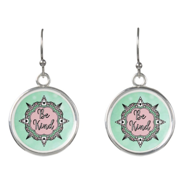 Be Kind | Mint Green and Pink Earrings (Front)
