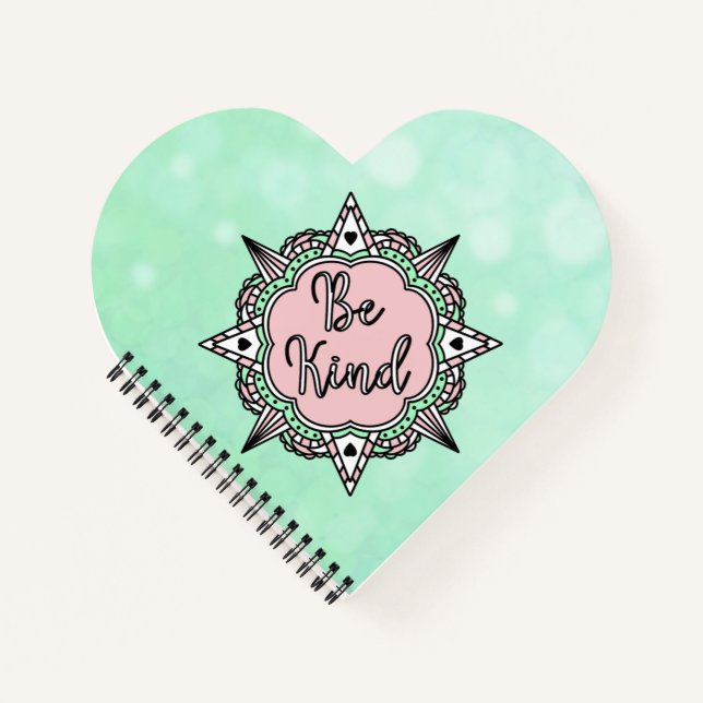 Be Kind | Mint Green and Pink Notebook (Front)