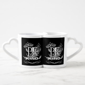 Be Kind Motivational Typography | Feather & Floral Coffee Mug Set