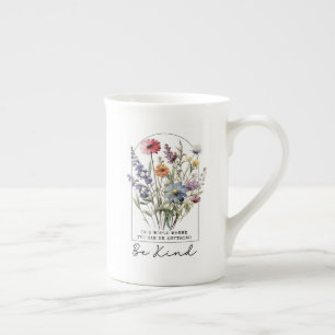 Be Kind Mug – Watercolor Wildflower Kindness 