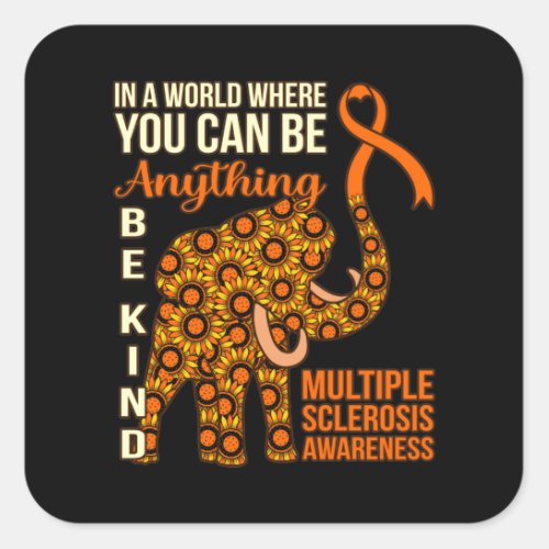 Be Kind Multiple Sclerosis Awareness Support Graph Square Sticker