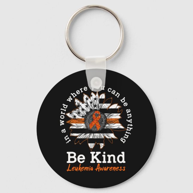 Be Kind Orange Ribbon Sunflower Kindness Leukemia  Keychain (Front)