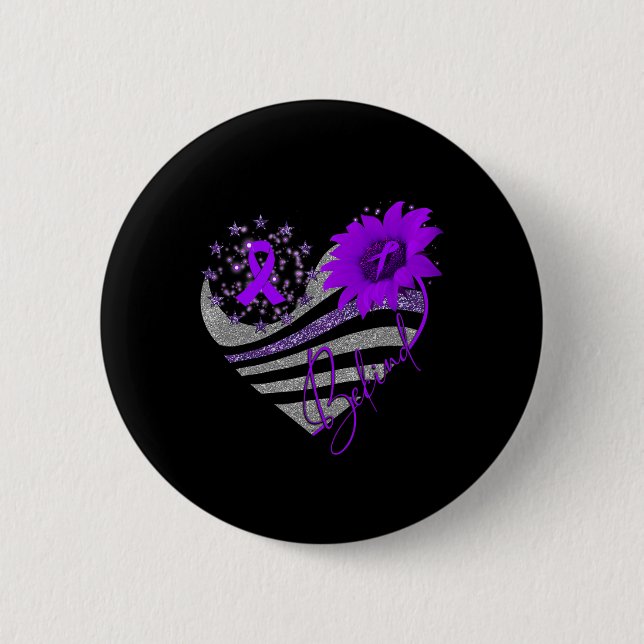 Be Kind Overdose Awareness Sunflower Ribbon Purple Button (Front)
