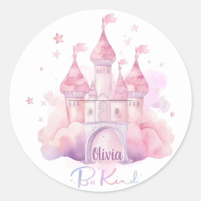 Be Kind Palace on the Pink Cloud customizable Classic Round Sticker (Front)