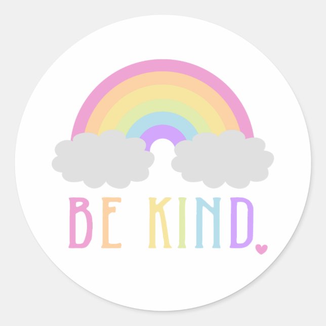 Be Kind Pastel Rainbow Classic Round Sticker (Front)