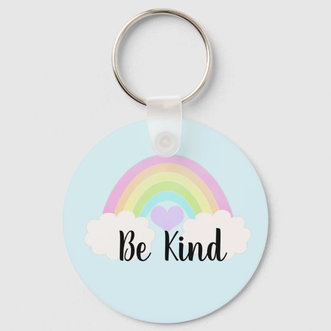 Be Kind Pastel Watercolor Rainbow Keychain (Front)