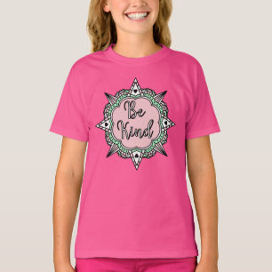 Be Kind Pink and Mint Green Mandala T-Shirt