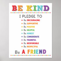 Be Kind Pledge Classroom Anti Bully Campaign Poster