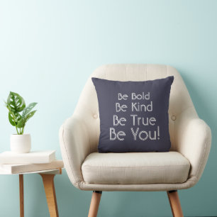 Be Kind Positivity Inspirational Saying Blue White Throw Pillow
