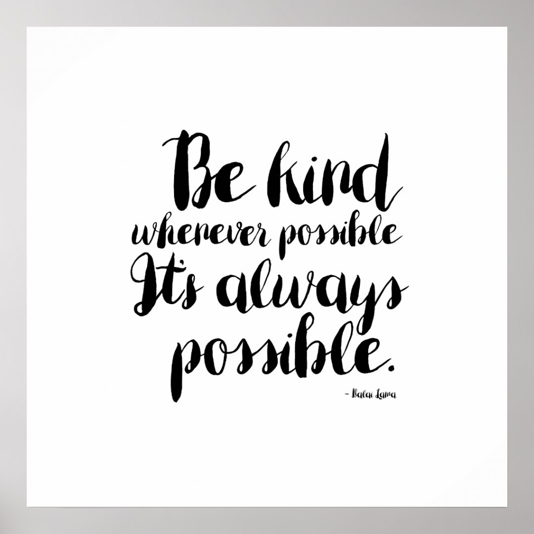 Be Kind Poster | Zazzle