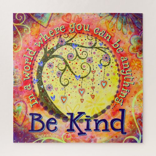  Be KIND Pretty Floral Inspirational Inspirivity Jigsaw Puzzle