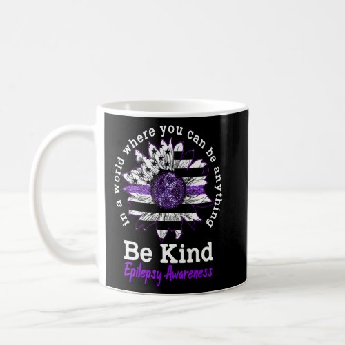 Be Kind Purple Ribbon Sunflower Kindness Epilepsy  Coffee Mug