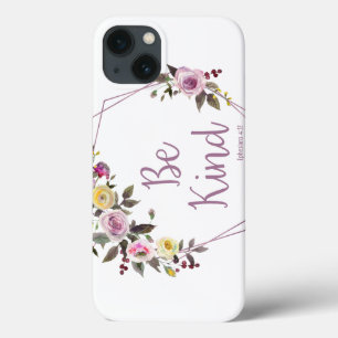 Be Kind Purple Yellow Floral Watercolor iPhone 13 Case