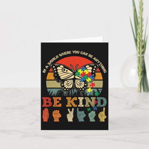 Be Kind Puzzle Butterfly Asl Teacher Autism Awaren Card