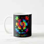Be Kind Puzzle Pieces Tie Dye Autism Awareness  Coffee Mug