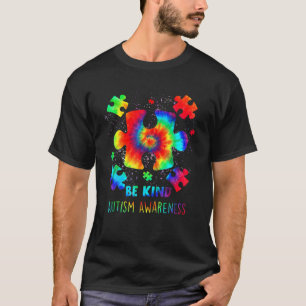 Be Kind Puzzle Pieces Tie Dye Autism Awareness T-Shirt