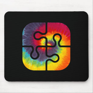 Be Kind Puzzle Pieces Tie Dye Cute Autism Awarenes Mouse Pad