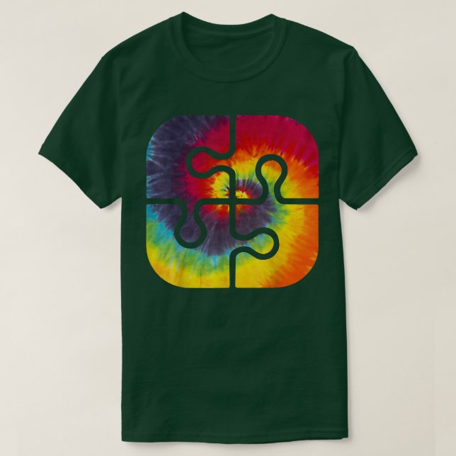 Be Kind Puzzle Pieces Tie Dye Cute Autism Awarenes T-Shirt (Design Front)