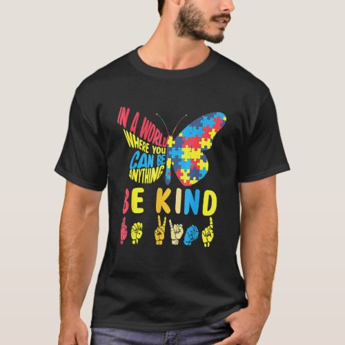 Be Kind Puzzle Sign Language Hand Talking Autism 1 T_Shirt