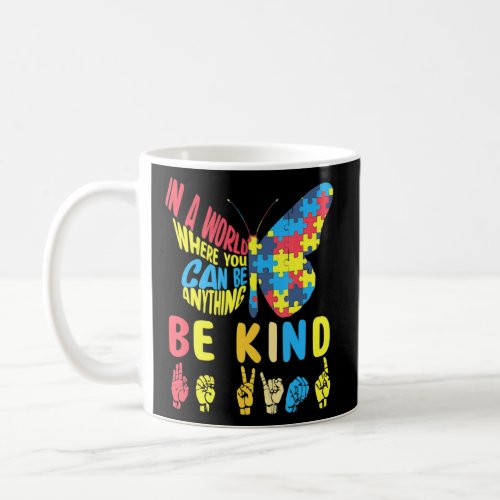 Be Kind Puzzle Sign Language Hand Talking Autism A Coffee Mug
