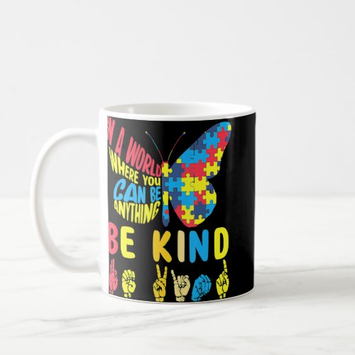 Be Kind Puzzle Sign Language Hand Talking Autism  Coffee Mug