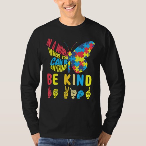 Be Kind Puzzle Sign Language Hand Talking Autism T_Shirt