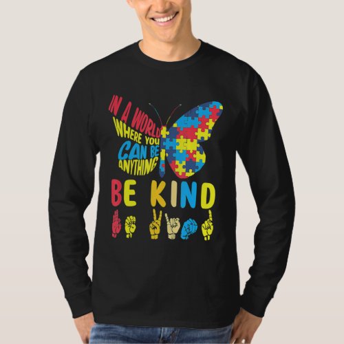 Be Kind Puzzle Sign Language Hand Talking Autism  T_Shirt