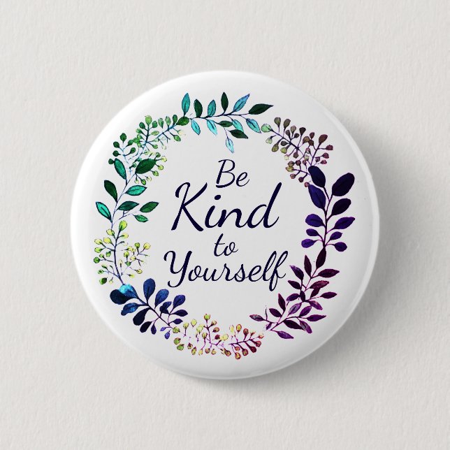 Be Kind Quote | Cute Inspirational Watercolor Art Button (Front)