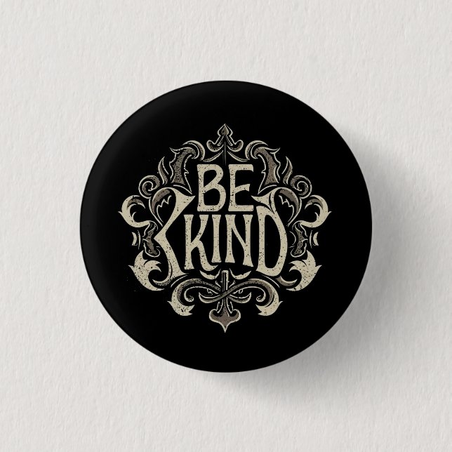 Be Kind Quote Cute Typograph Button (Front)