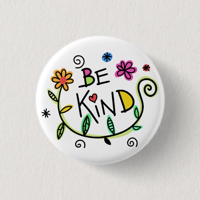 Be Kind Quote Cute Typography Button (Front)