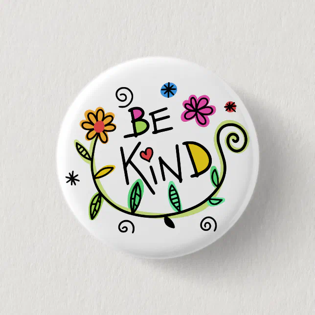 Be Kind Quote Cute Typography Button (Front)