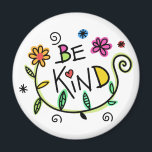 Be Kind Quote Cute Typography Magnet<br><div class="desc">Cute "Be Kind" message with colorful flower art.</div>