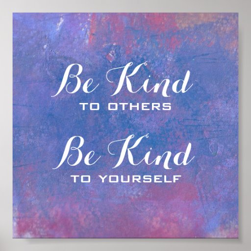 Be Kind Quote on Abstract Blue Background Poster | Zazzle