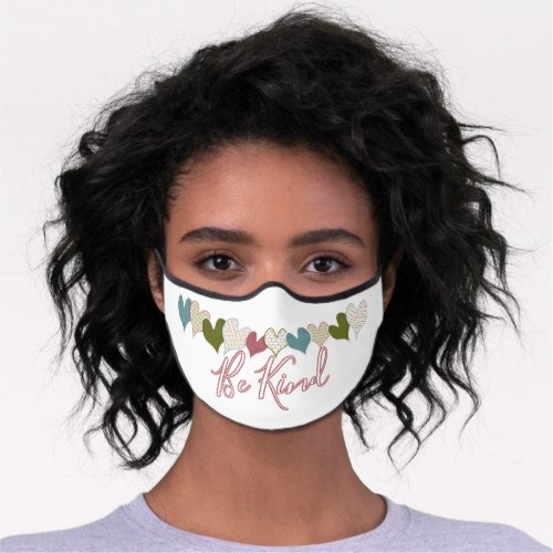 Be Kind Quote Pretty Blue Pink Green Heart Pattern Premium Face Mask