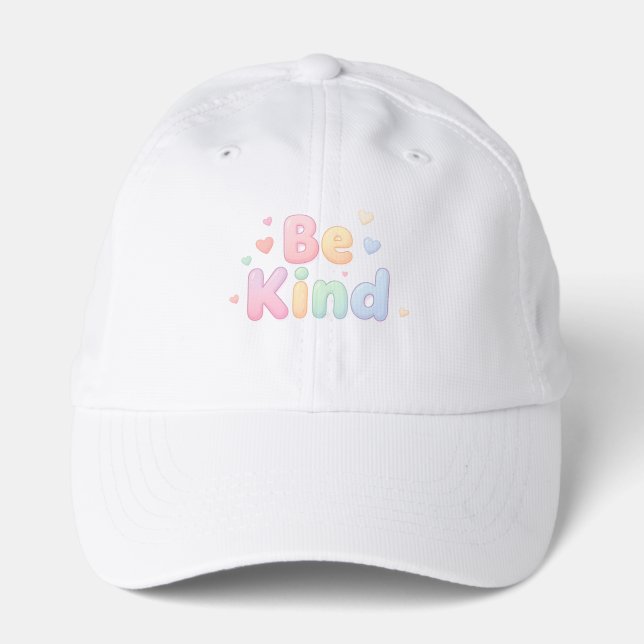 Be kind quote rounded pastel letters performance cap (Front)