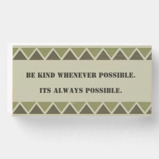 Be Kind Quote, Sage Green Border Wooden Box Sign