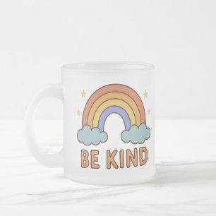 "Be Kind Rainbow – Colorful Positive Quote Design" Frosted Glass Coffee Mug