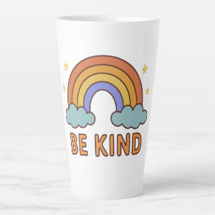 "Be Kind Rainbow – Colorful Positive Quote Design" Latte Mug
