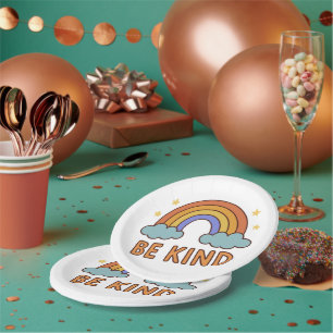 "Be Kind Rainbow – Colorful Positive Quote Design" Paper Plates